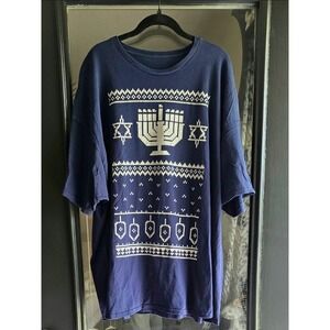 Mens Hanukkah T Shirt Dreidel Menorah Jewish Holiday Ugly Tee Party Festive